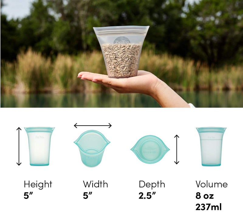 Zip Top Reusable Food Storage Bags | Small Cup [Peach] | Silicone Meal Prep Container | Microwave, Dishwasher and Freezer Safe | Made in the USA - Image 4